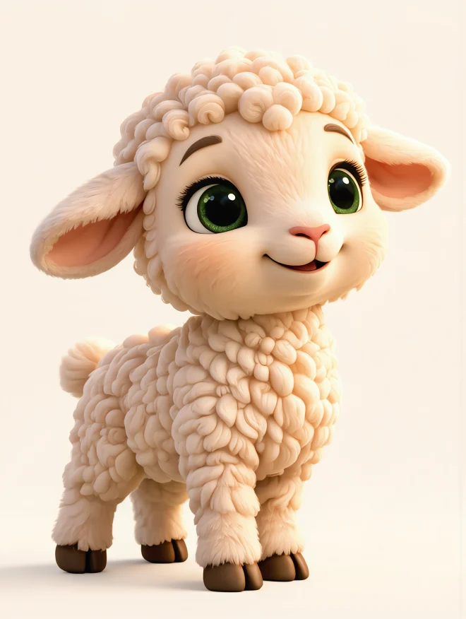 Lori, a ovelhinha de olhos verdes, de pé